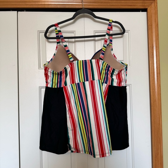 Cacique for Lane Bryant Pink Striped Underwire Full Coverage Tankini Top - Picture 3 of 8